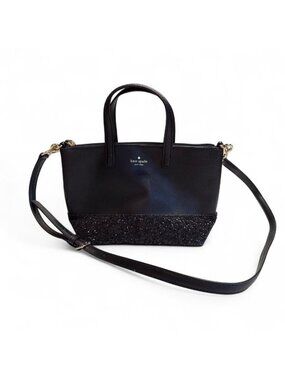 Kate Spade New York Ina Greta Court Satchel Black Glitter Glam Holiday Designer
